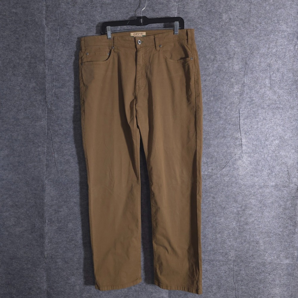 ORVIS Five Pocket Pant Men's 38x32 Stretch Business Casual Slacks Chinos Brown